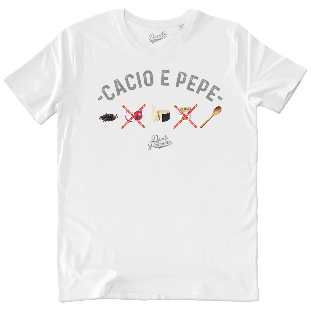 T-SHIRT UNISEX - CACIO E PEPE bianca